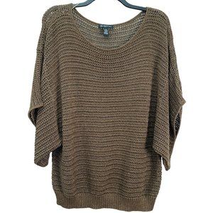 INC International Concepts Sweater Womans Size 2X Bronze Metallic Dolman Sleeves